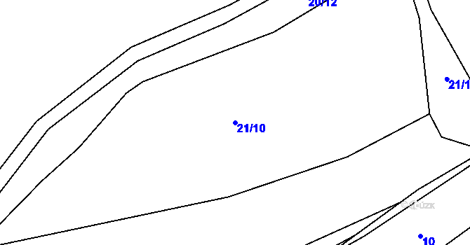 Parcela st. 21/10 v KÚ Trnava u Zlína, Katastrální mapa