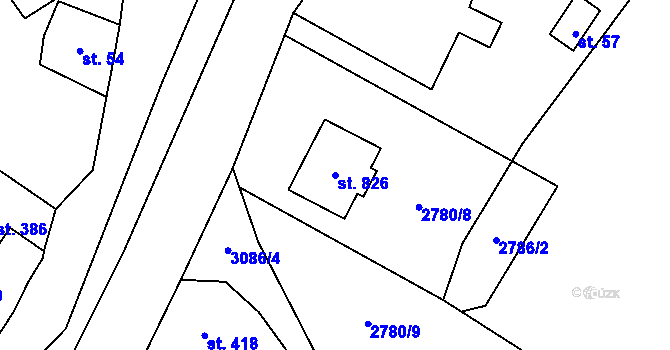 Parcela st. 826 v KÚ Trnava u Zlína, Katastrální mapa