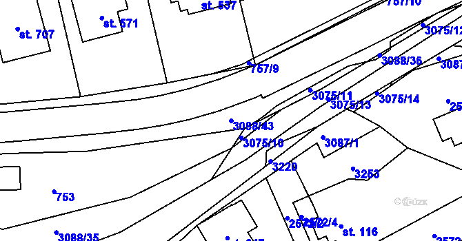 Parcela st. 3088/43 v KÚ Trnava u Zlína, Katastrální mapa