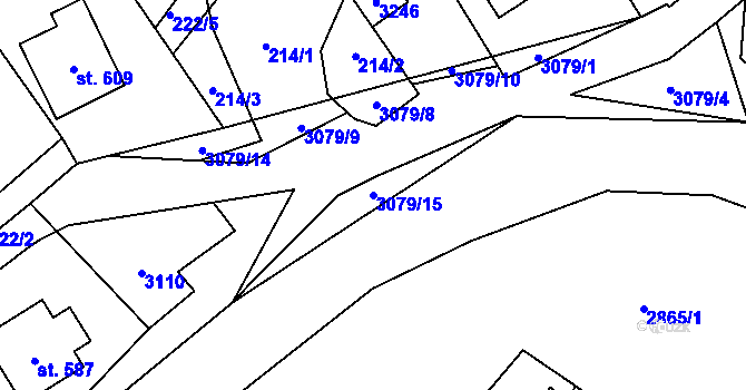 Parcela st. 3079/15 v KÚ Trnava u Zlína, Katastrální mapa