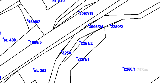 Parcela st. 2251/2 v KÚ Trnava u Zlína, Katastrální mapa