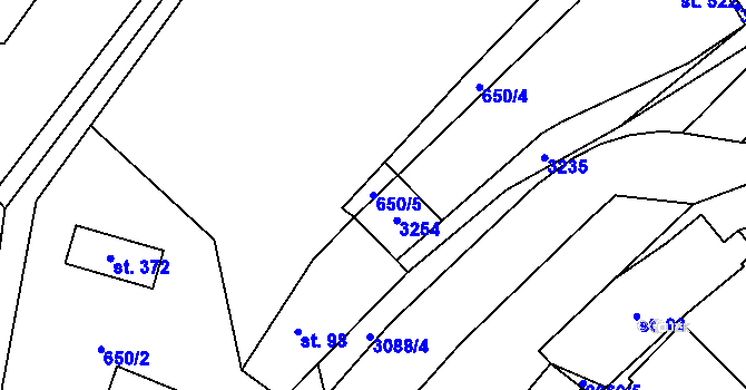 Parcela st. 650/5 v KÚ Trnava u Zlína, Katastrální mapa