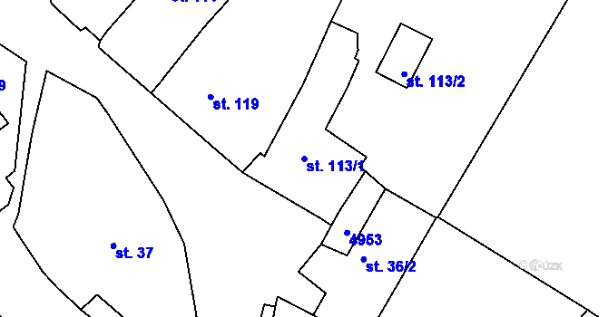 Parcela st. 113/1 v KÚ Trnava u Třebíče, Katastrální mapa