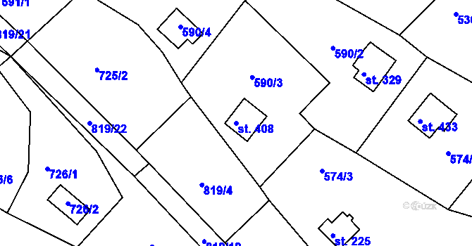 Parcela st. 408 v KÚ Trnava u Třebíče, Katastrální mapa
