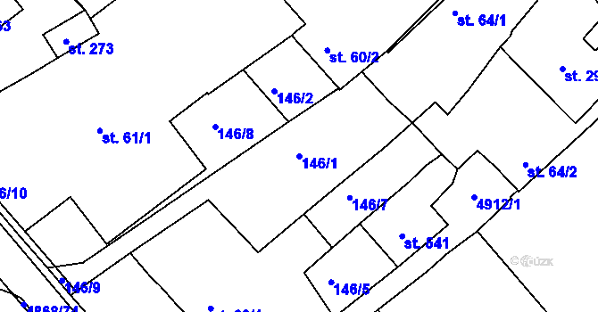 Parcela st. 146/1 v KÚ Trnava u Třebíče, Katastrální mapa