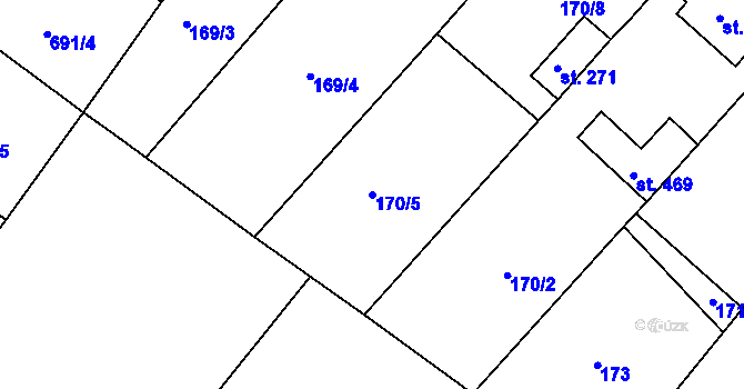 Parcela st. 170/5 v KÚ Trnava u Třebíče, Katastrální mapa