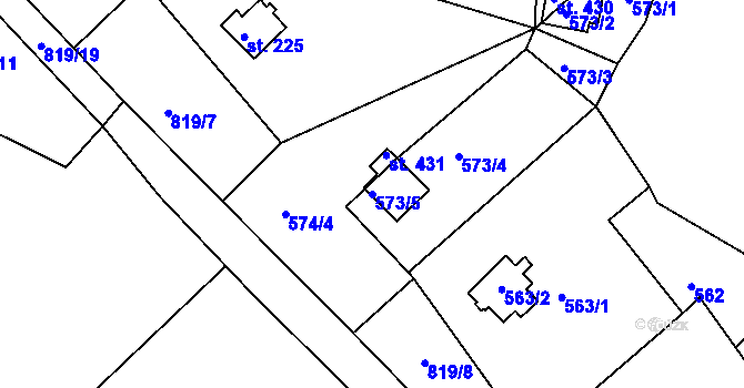 Parcela st. 573/5 v KÚ Trnava u Třebíče, Katastrální mapa