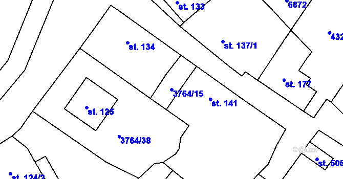 Parcela st. 3764/15 v KÚ Trnava u Třebíče, Katastrální mapa