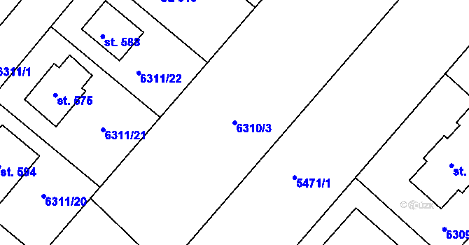 Parcela st. 6310/3 v KÚ Trnava u Třebíče, Katastrální mapa