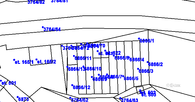 Parcela st. 621 v KÚ Trnava u Třebíče, Katastrální mapa