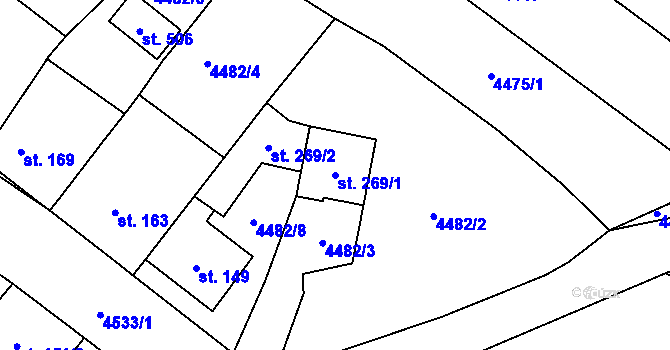Parcela st. 269/1 v KÚ Trnava u Třebíče, Katastrální mapa
