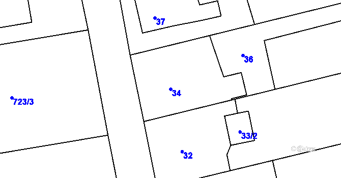 Parcela st. 34 v KÚ Trnávka u Nového Jičína, Katastrální mapa