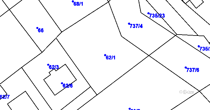 Parcela st. 62/1 v KÚ Trnávka u Nového Jičína, Katastrální mapa
