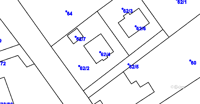 Parcela st. 62/4 v KÚ Trnávka u Nového Jičína, Katastrální mapa