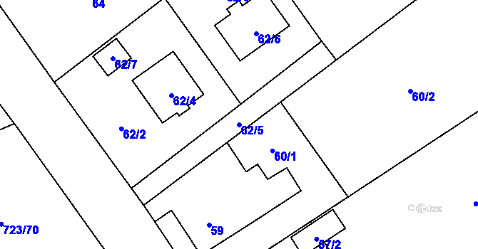 Parcela st. 62/5 v KÚ Trnávka u Nového Jičína, Katastrální mapa