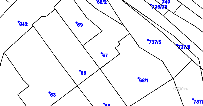 Parcela st. 67 v KÚ Trnávka u Nového Jičína, Katastrální mapa
