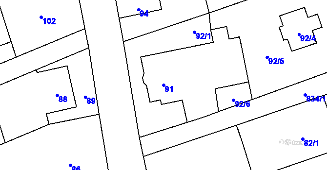 Parcela st. 91 v KÚ Trnávka u Nového Jičína, Katastrální mapa
