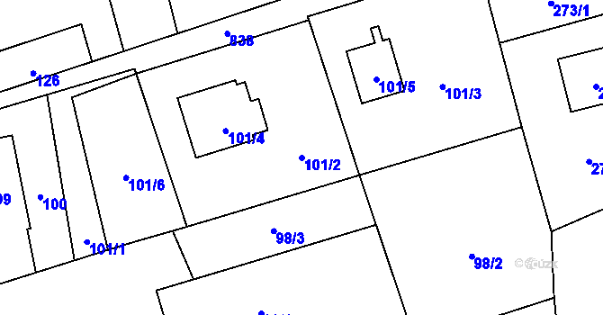 Parcela st. 101/2 v KÚ Trnávka u Nového Jičína, Katastrální mapa