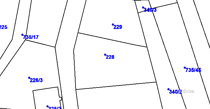 Parcela st. 228 v KÚ Trnávka u Nového Jičína, Katastrální mapa