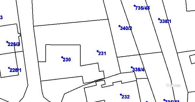 Parcela st. 231 v KÚ Trnávka u Nového Jičína, Katastrální mapa