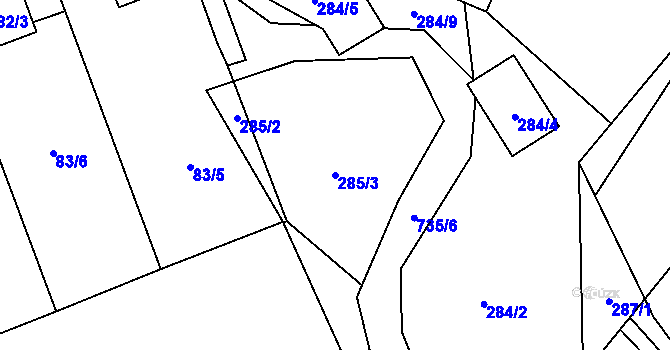 Parcela st. 285/3 v KÚ Trnávka u Nového Jičína, Katastrální mapa
