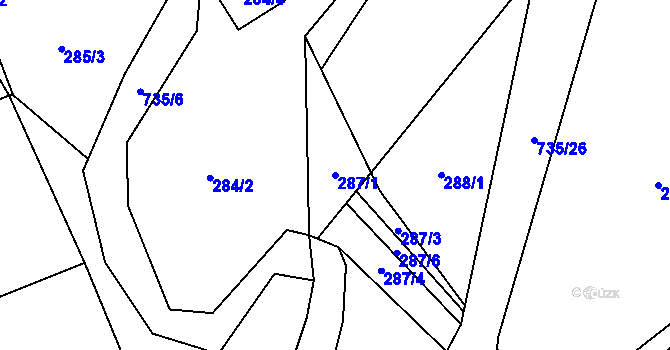 Parcela st. 287/1 v KÚ Trnávka u Nového Jičína, Katastrální mapa