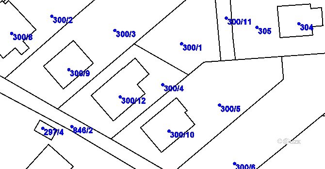 Parcela st. 300/4 v KÚ Trnávka u Nového Jičína, Katastrální mapa
