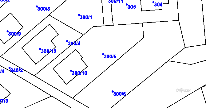 Parcela st. 300/5 v KÚ Trnávka u Nového Jičína, Katastrální mapa