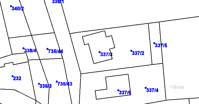 Parcela st. 337/3 v KÚ Trnávka u Nového Jičína, Katastrální mapa