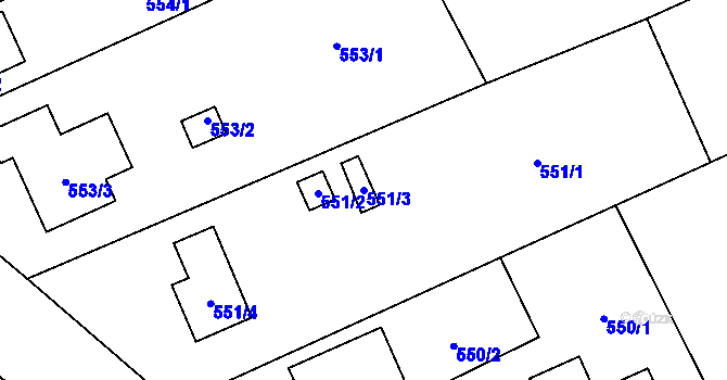 Parcela st. 551/3 v KÚ Trnávka u Nového Jičína, Katastrální mapa