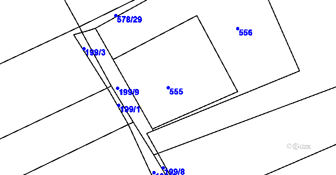 Parcela st. 555 v KÚ Trnávka u Nového Jičína, Katastrální mapa