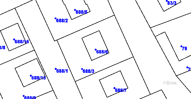Parcela st. 688/6 v KÚ Trnávka u Nového Jičína, Katastrální mapa