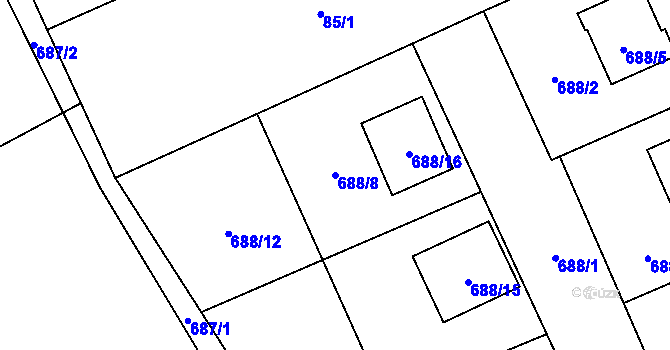 Parcela st. 688/8 v KÚ Trnávka u Nového Jičína, Katastrální mapa