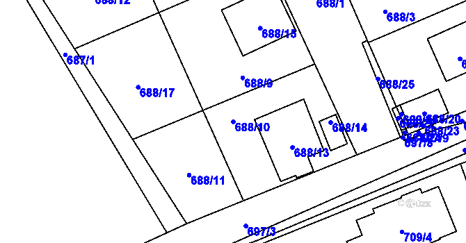 Parcela st. 688/10 v KÚ Trnávka u Nového Jičína, Katastrální mapa