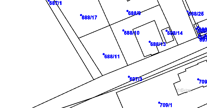 Parcela st. 688/11 v KÚ Trnávka u Nového Jičína, Katastrální mapa