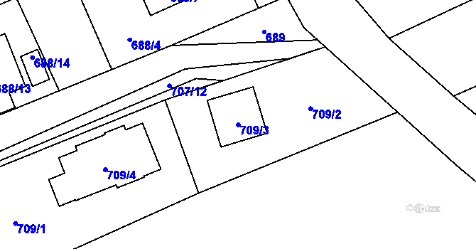 Parcela st. 709/3 v KÚ Trnávka u Nového Jičína, Katastrální mapa