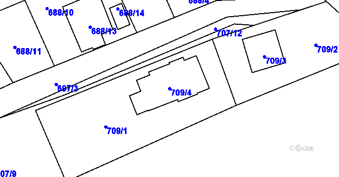 Parcela st. 709/4 v KÚ Trnávka u Nového Jičína, Katastrální mapa