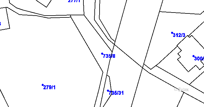Parcela st. 735/8 v KÚ Trnávka u Nového Jičína, Katastrální mapa