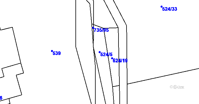 Parcela st. 524/5 v KÚ Trnávka u Nového Jičína, Katastrální mapa