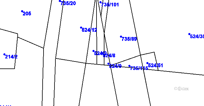 Parcela st. 524/8 v KÚ Trnávka u Nového Jičína, Katastrální mapa