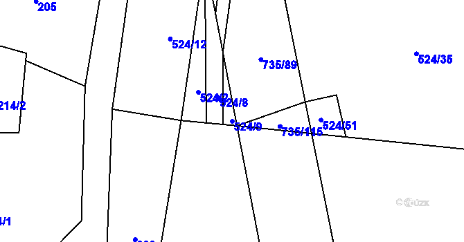Parcela st. 524/9 v KÚ Trnávka u Nového Jičína, Katastrální mapa