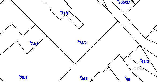 Parcela st. 75/2 v KÚ Trnávka u Nového Jičína, Katastrální mapa
