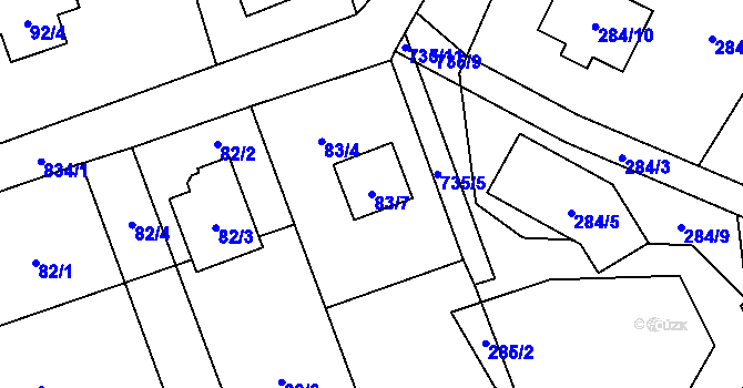 Parcela st. 83/7 v KÚ Trnávka u Nového Jičína, Katastrální mapa
