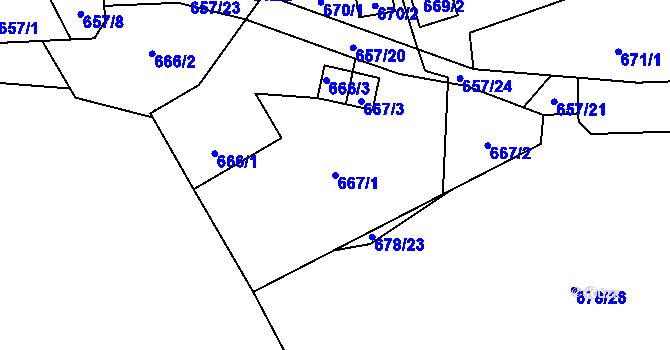 Parcela st. 667/1 v KÚ Trnávka u Nového Jičína, Katastrální mapa