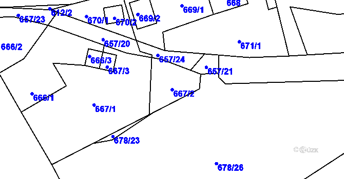 Parcela st. 667/2 v KÚ Trnávka u Nového Jičína, Katastrální mapa