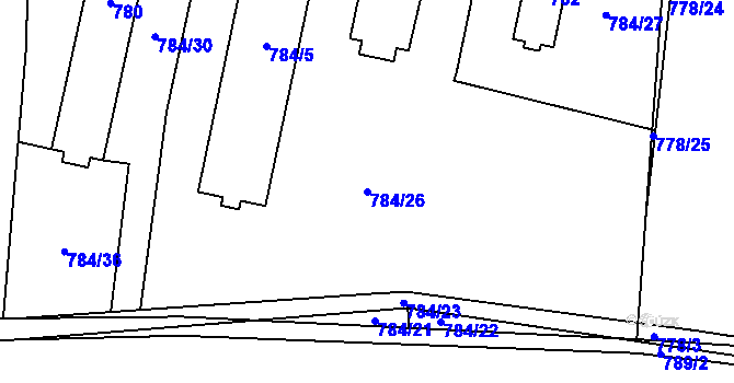 Parcela st. 784/26 v KÚ Trnávka u Nového Jičína, Katastrální mapa