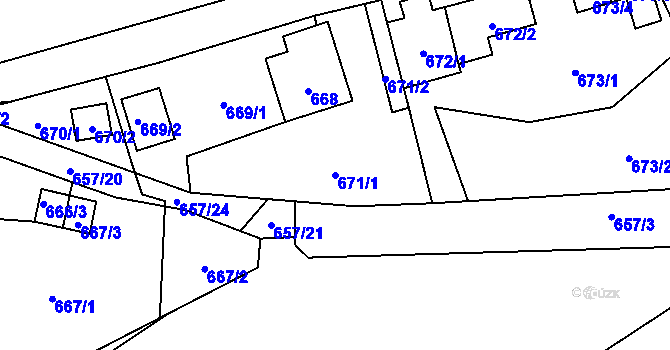 Parcela st. 671/1 v KÚ Trnávka u Nového Jičína, Katastrální mapa