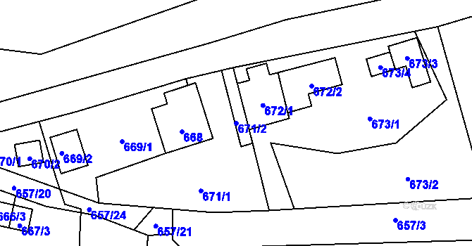 Parcela st. 671/2 v KÚ Trnávka u Nového Jičína, Katastrální mapa