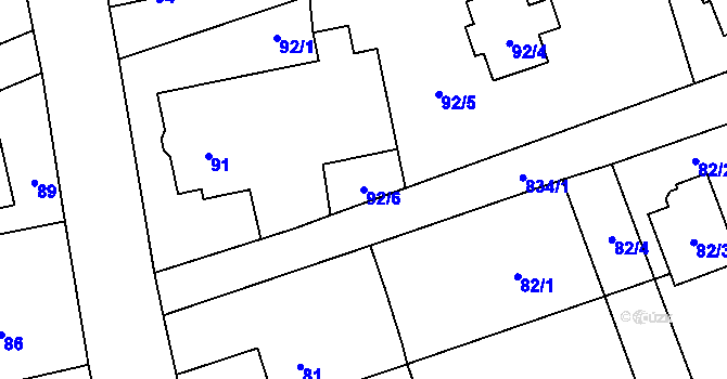 Parcela st. 92/6 v KÚ Trnávka u Nového Jičína, Katastrální mapa