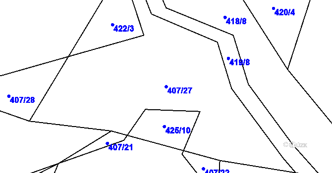 Parcela st. 407/27 v KÚ Trnávka u Nového Jičína, Katastrální mapa